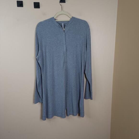 SKIMS LOUNGE LONG SLEEVE HENLEY ROMPER IN HEATHER GREY SIZE 4X - Picture 1 of 9